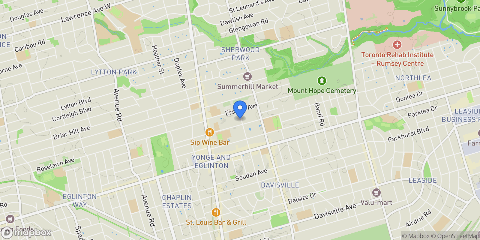 Map showing 88 Broadway Ave  708, Toronto, ON M4P 0A5, Toronto, Ontario, Canada.