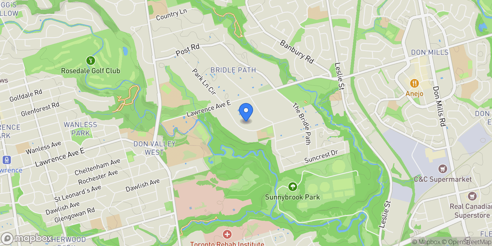 Map showing 45 Park Lane Circ, Toronto, ON M3C 2N3, Toronto, Ontario, Canada.