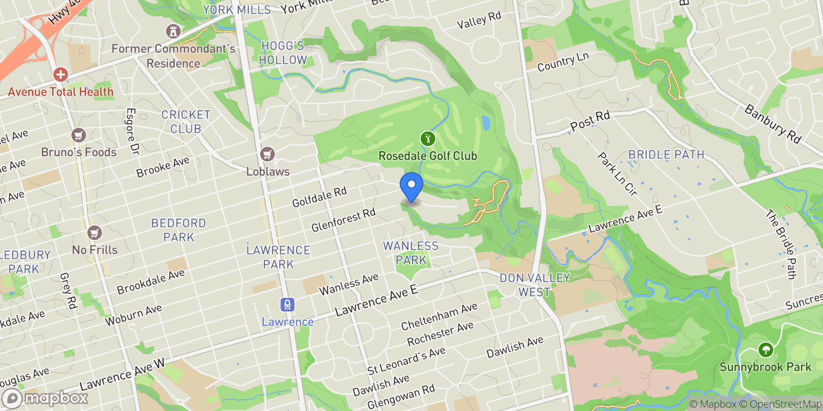 Map showing 130 Riverview Drive, Toronto, ON M4N 3C8, Toronto, Ontario, Canada.