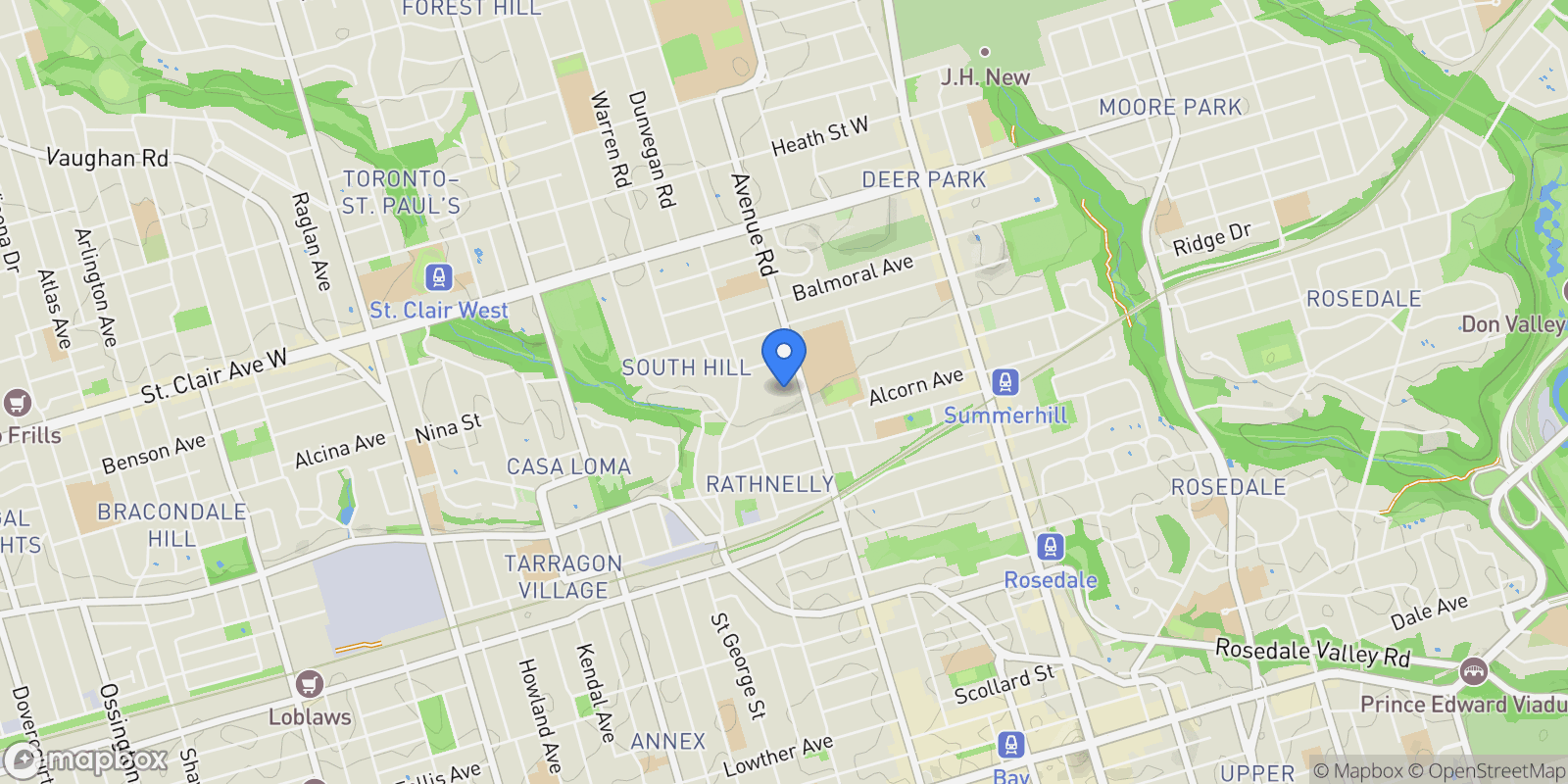 Map showing 1 Benvenuto Pl  320, Toronto, ON M4V 2L1, Toronto, Ontario, Canada.