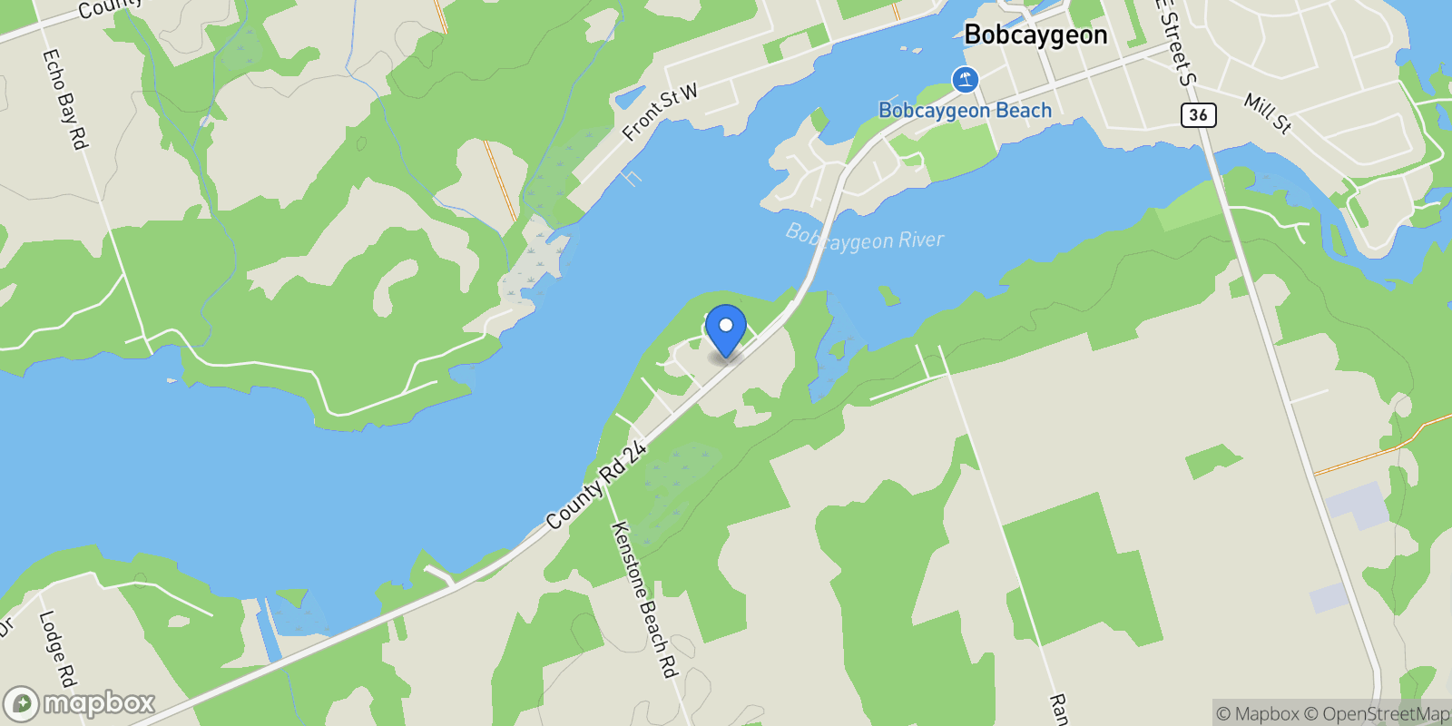 Map showing 5 Juniper Park St, Bobcaygeon, ON K0M 1A0, Kawartha Lakes, Ontario, Canada.