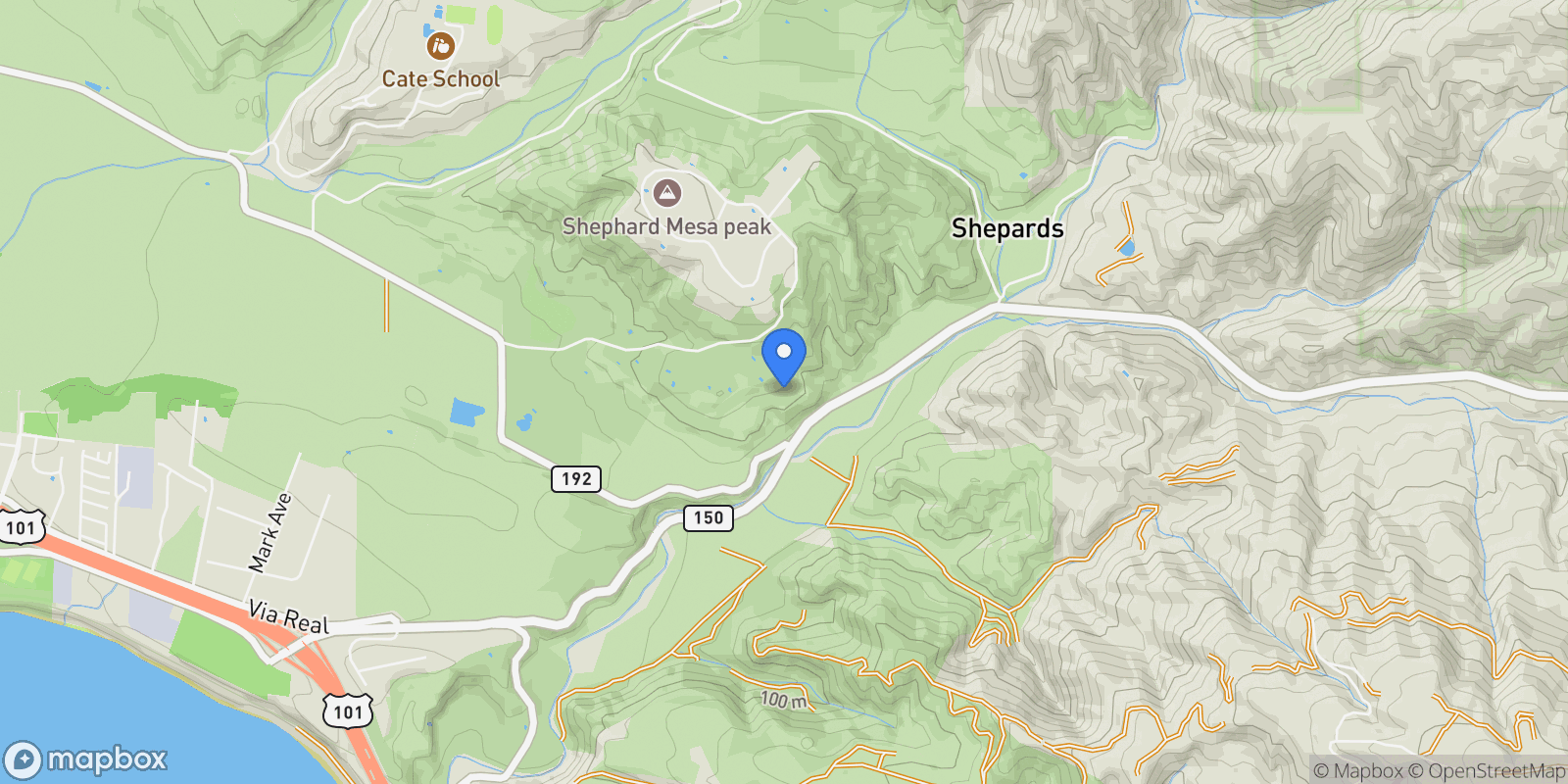 Map showing 7200 Casitas Pass Road, Carpinteria, California, United States.