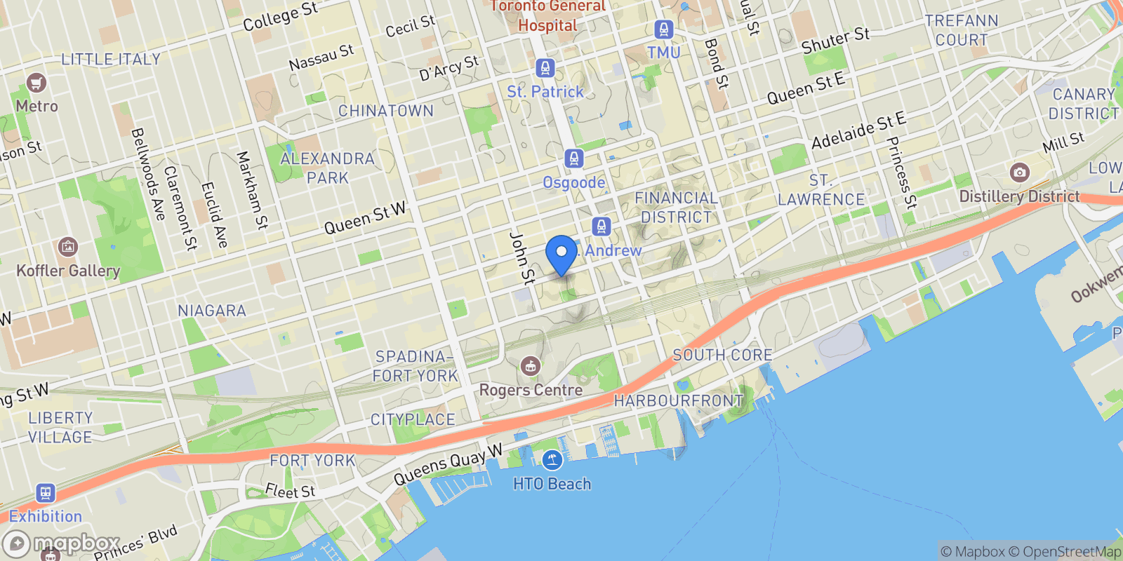 Map showing 183 Wellington St W  4301, Toronto, ON M5V 0A1, Toronto, Ontario, Canada.