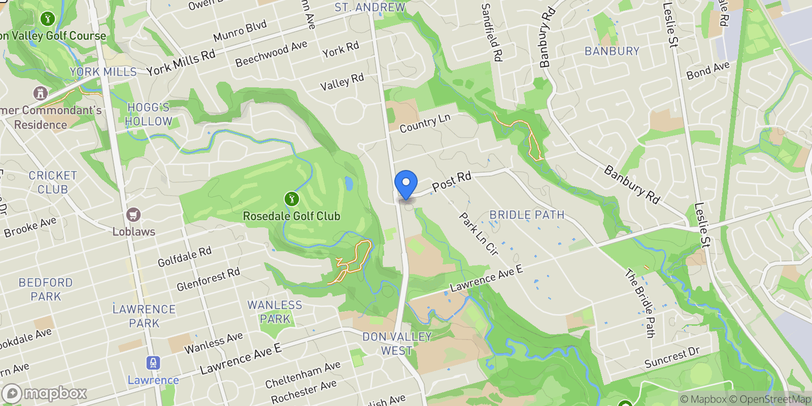 Map showing 1 Post Rd  108, Toronto, ON M3B 3R4, Toronto, Ontario, Canada.