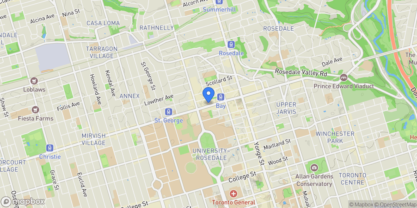 Map showing 110 Bloor St W  1707, Toronto, ON M5S 2W7, Toronto, Ontario, Canada.