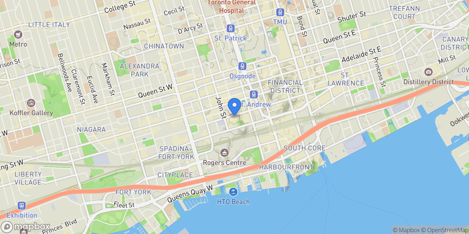 Map showing 183 Wellington St W  2506, Toronto, ON M5V 0A1, Toronto, Ontario, Canada.