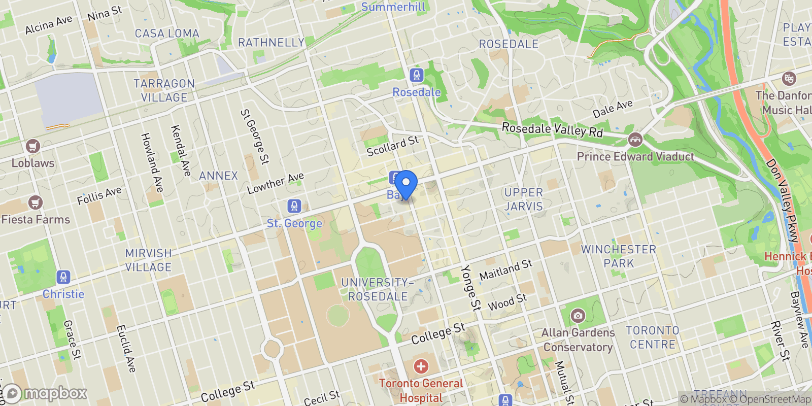 Map showing 1166 Bay St  1205, Toronto, ON M5S 2X8, Toronto, Ontario, Canada.