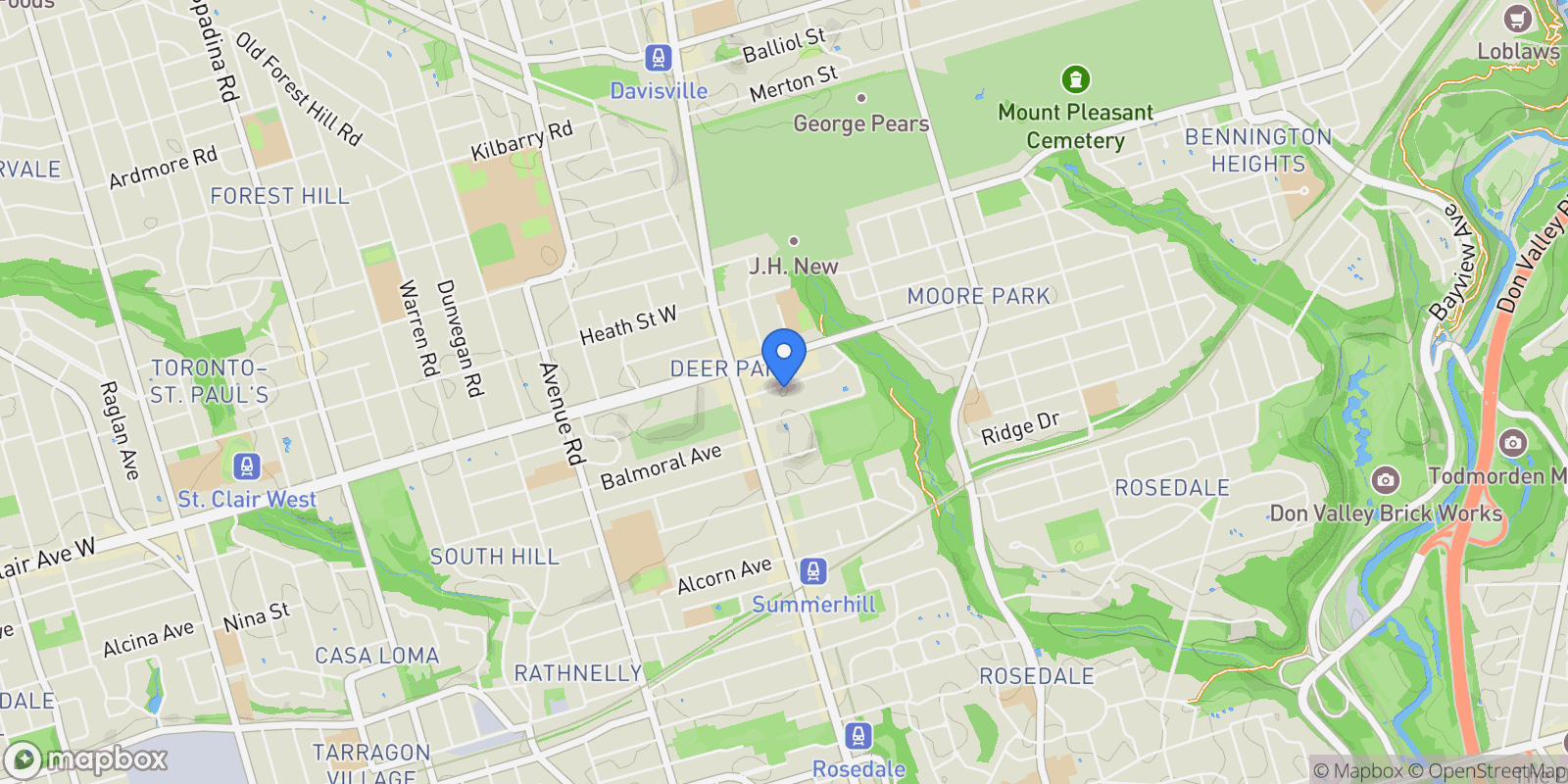 Map showing 45 Pleasant Blvd, Toronto, ON M4T 1K2, Toronto, Ontario, Canada.