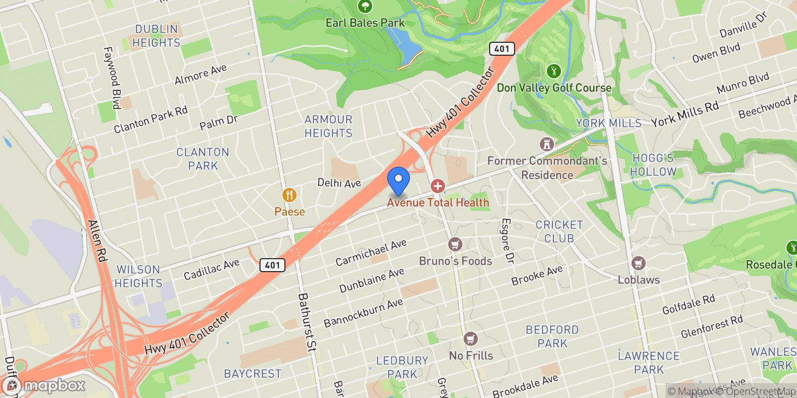 Map showing 265 Ridley Blvd  610, Toronto, ON M5M 4N8, Toronto, Ontario, Canada.