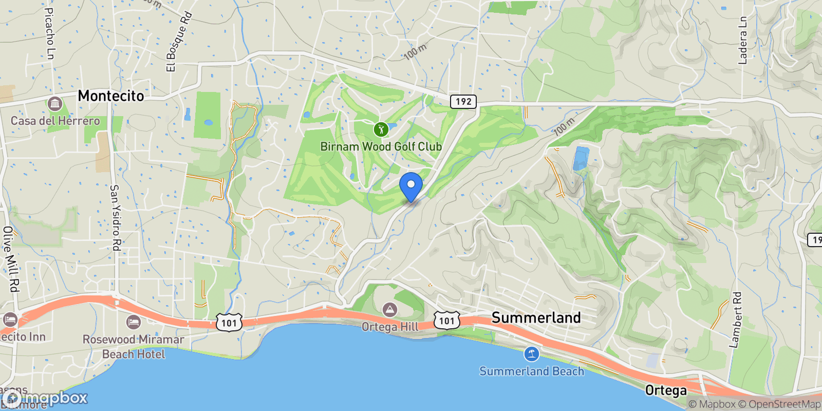 Map showing 380 Sheffield Drive, Montecito, California, United States.