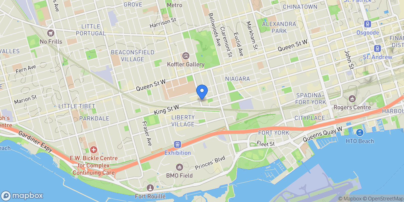 Map showing 1005 King St W  810, Toronto, ON M6K 3M8, Toronto, Ontario, Canada.
