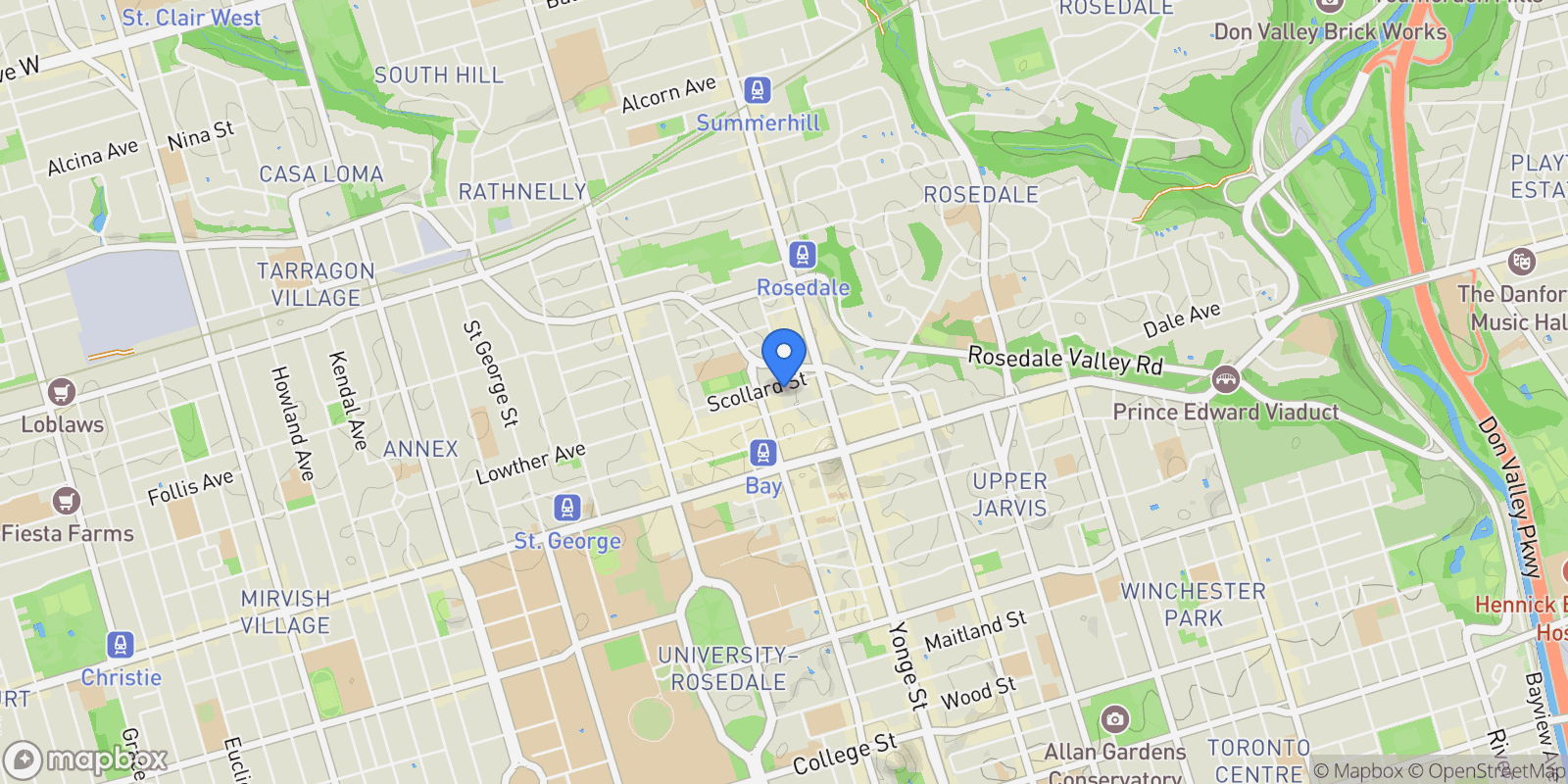 Map showing 55 Scollard St  207, Toronto, ON M5R 0A1, Toronto, Ontario, Canada.