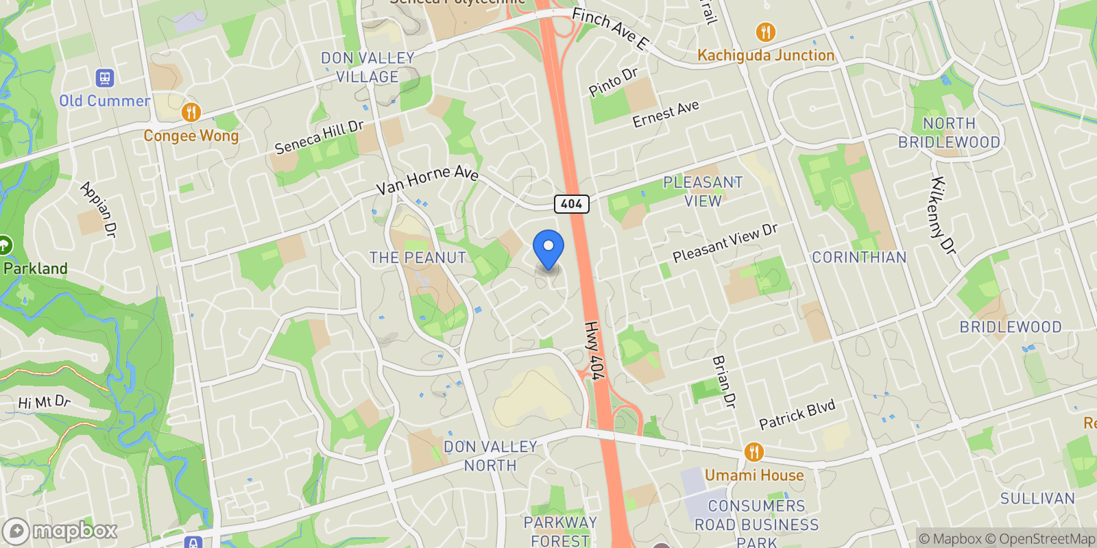Map showing 19 Gleneagle Cres, Toronto, ON M2J 3H4, Toronto, Ontario, Canada.