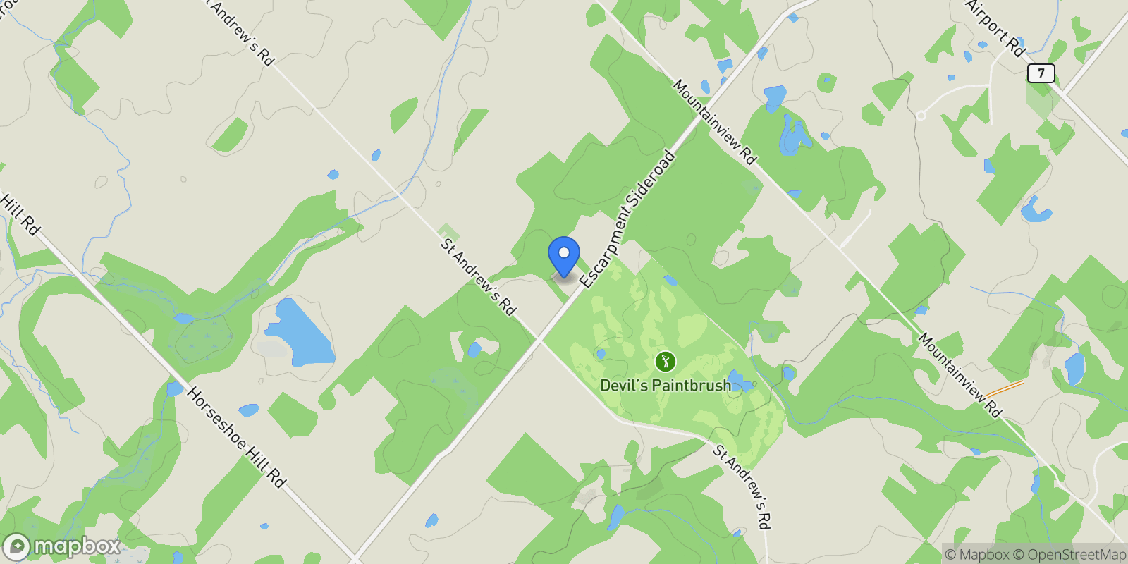 Map showing 5088 Escarpment Sdrd, Caledon, ON L7K 1G1, Caledon East, Ontario, Canada.