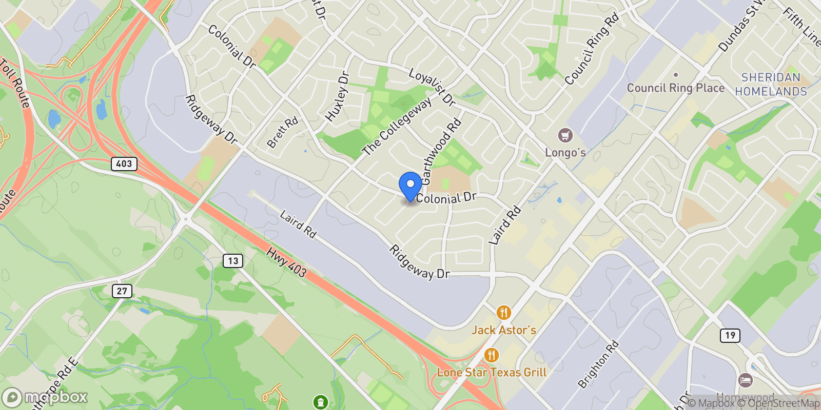 Map showing 3631 Cherrington Cres, Mississauga, ON L5L 5C6, Mississauga, Ontario, Canada.