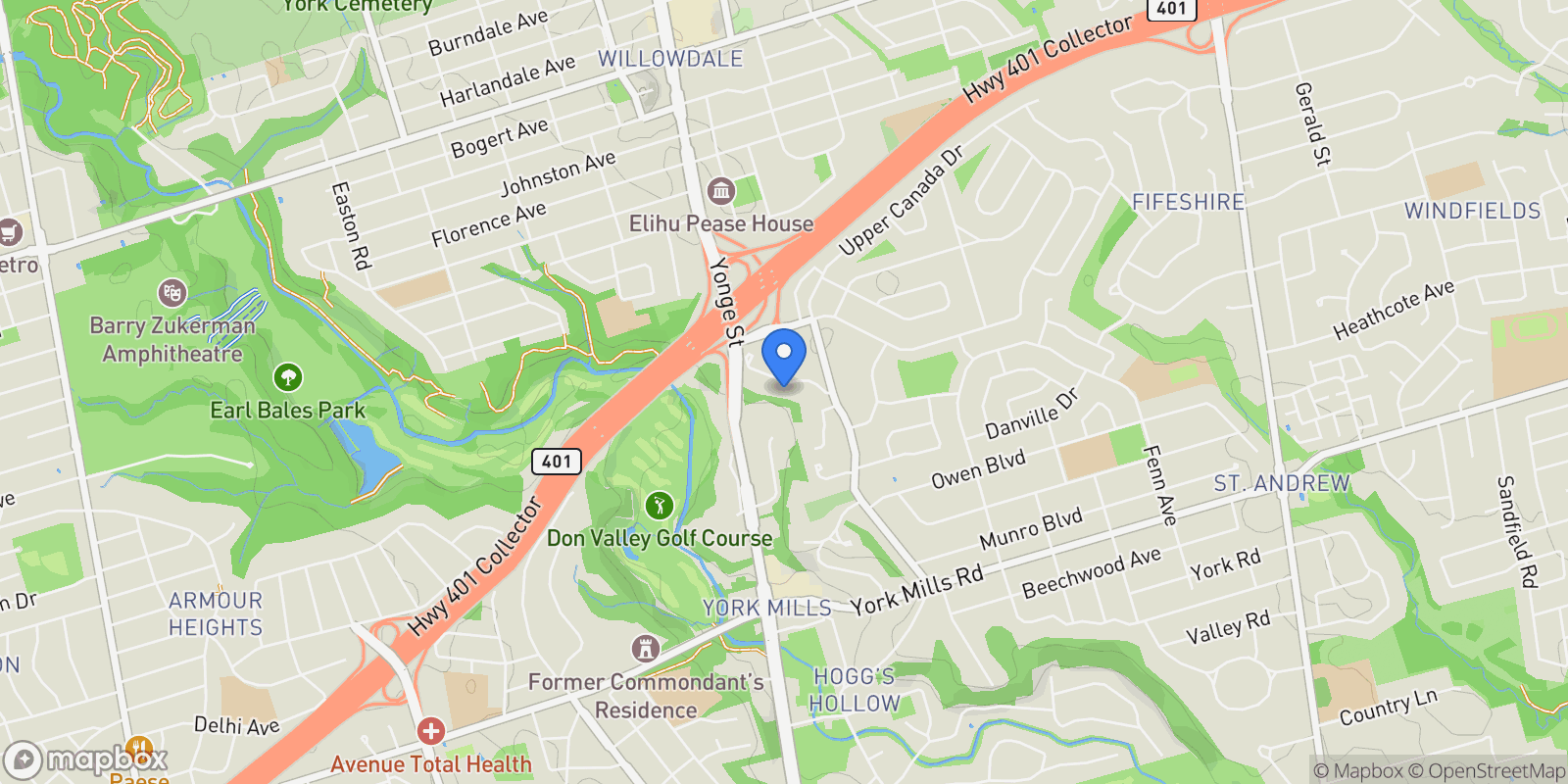 Map showing 372 Old Yonge Street, Toronto, ON M2P 1R4, Toronto, Ontario, Canada.