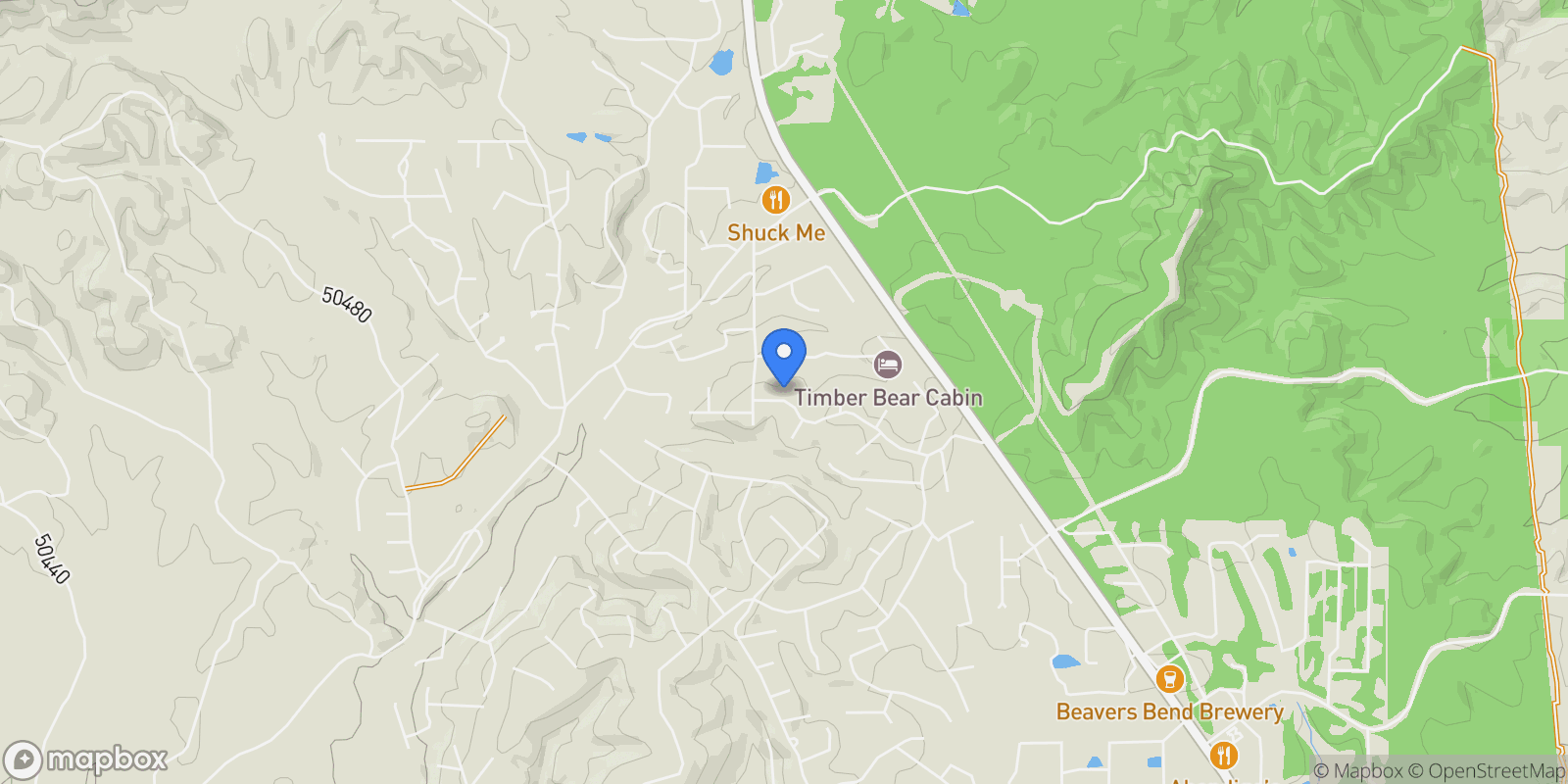 Map showing 67 Mountain Pine Trail, Broken Bow, OK 74728, Broken Bow, Oklahoma, United States.