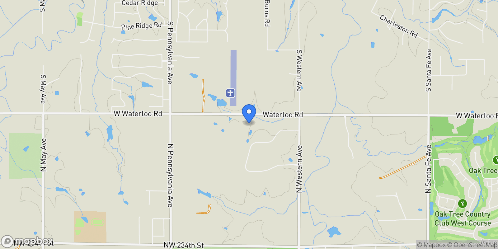 Map showing 4150 W Waterloo Road, Edmond, OK 73025, Edmond, Oklahoma, United States.