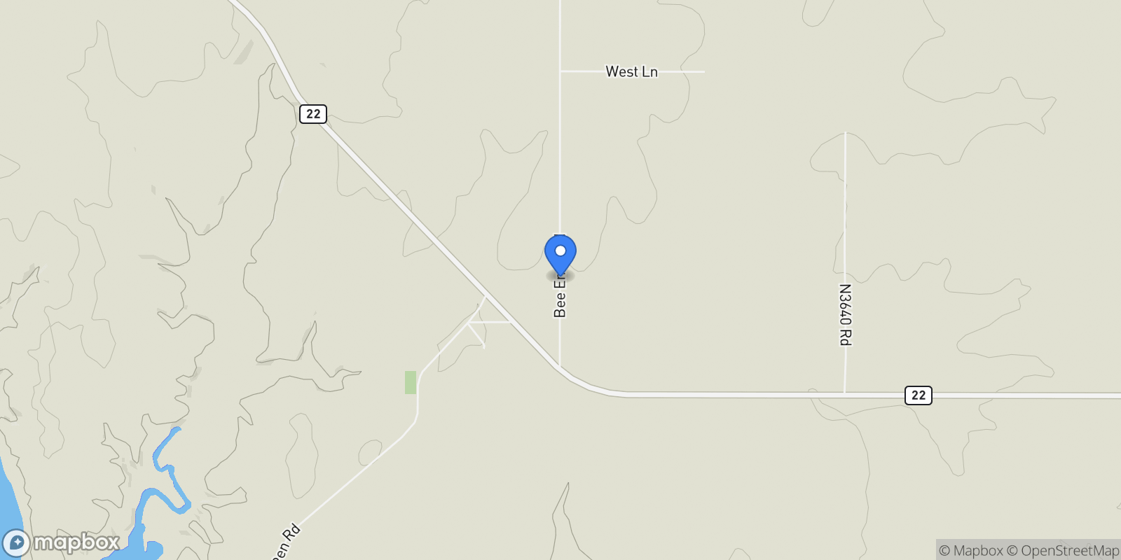 Map showing 15630 S Bee Emet Road, Milburn, OK 73450, Kenefic, Oklahoma, United States.