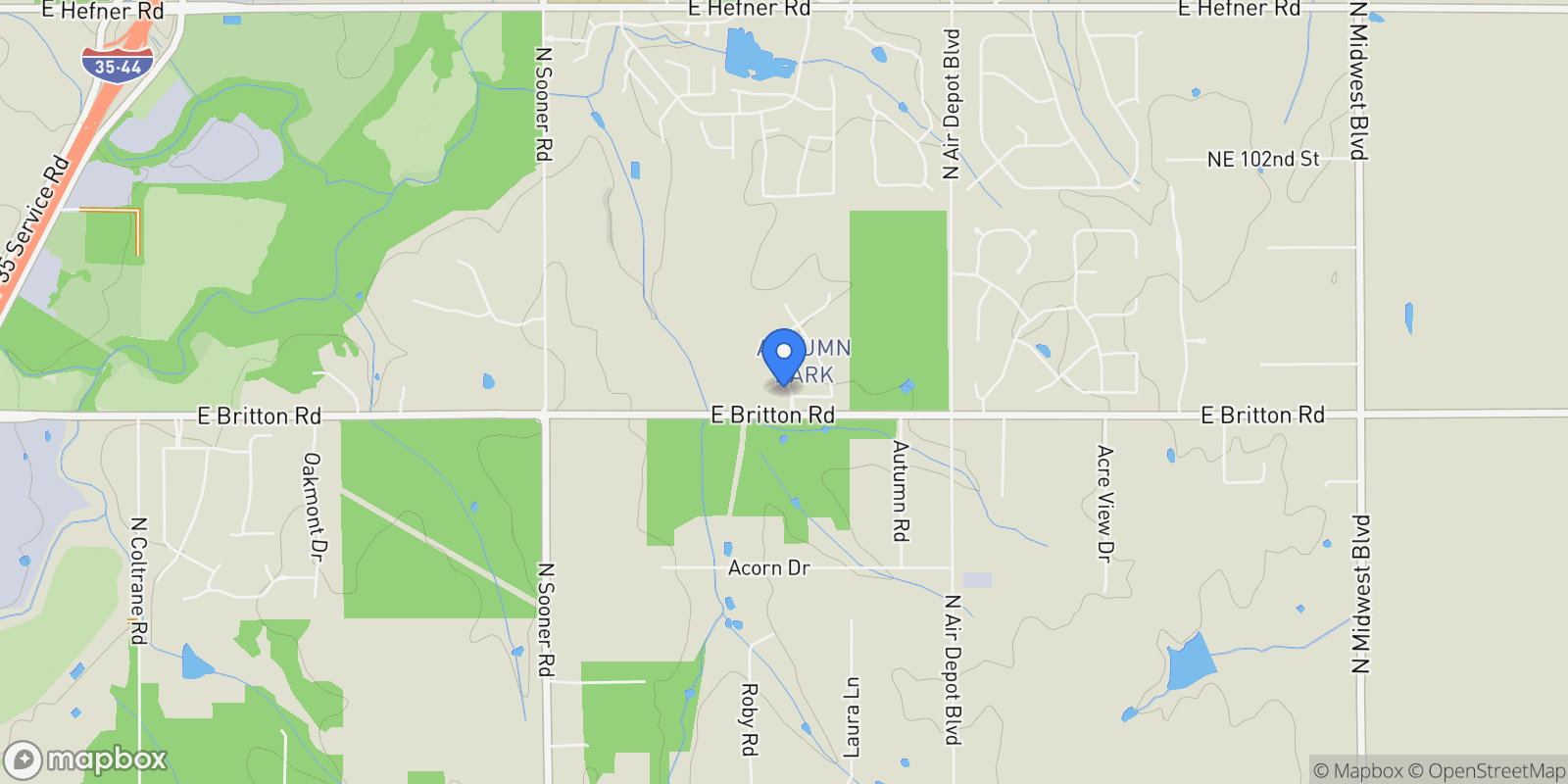 Map showing 9501 Autumn Park Lane, Oklahoma City, OK 73151, Oklahoma City, Oklahoma, United States.