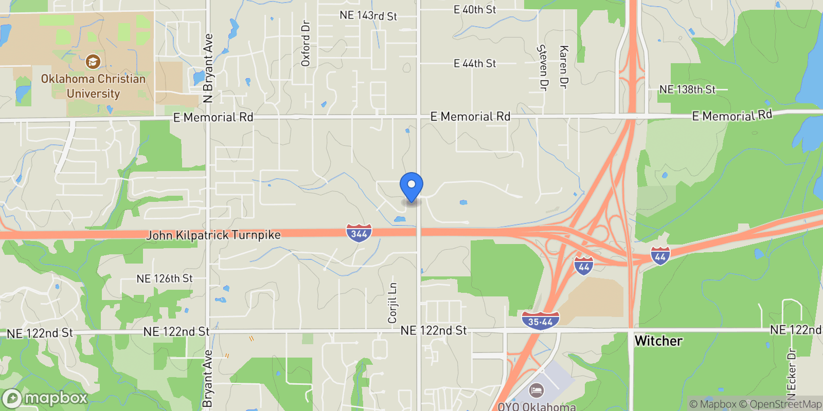 Map showing 4200 Oakdale Farm Circle, Edmond, OK 73013, Edmond, Oklahoma, United States.