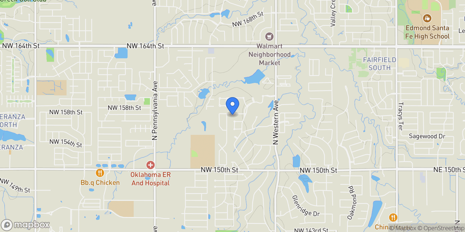 Map showing 1324 NW 157th Street, Edmond, OK 73013, Edmond, Oklahoma, United States.