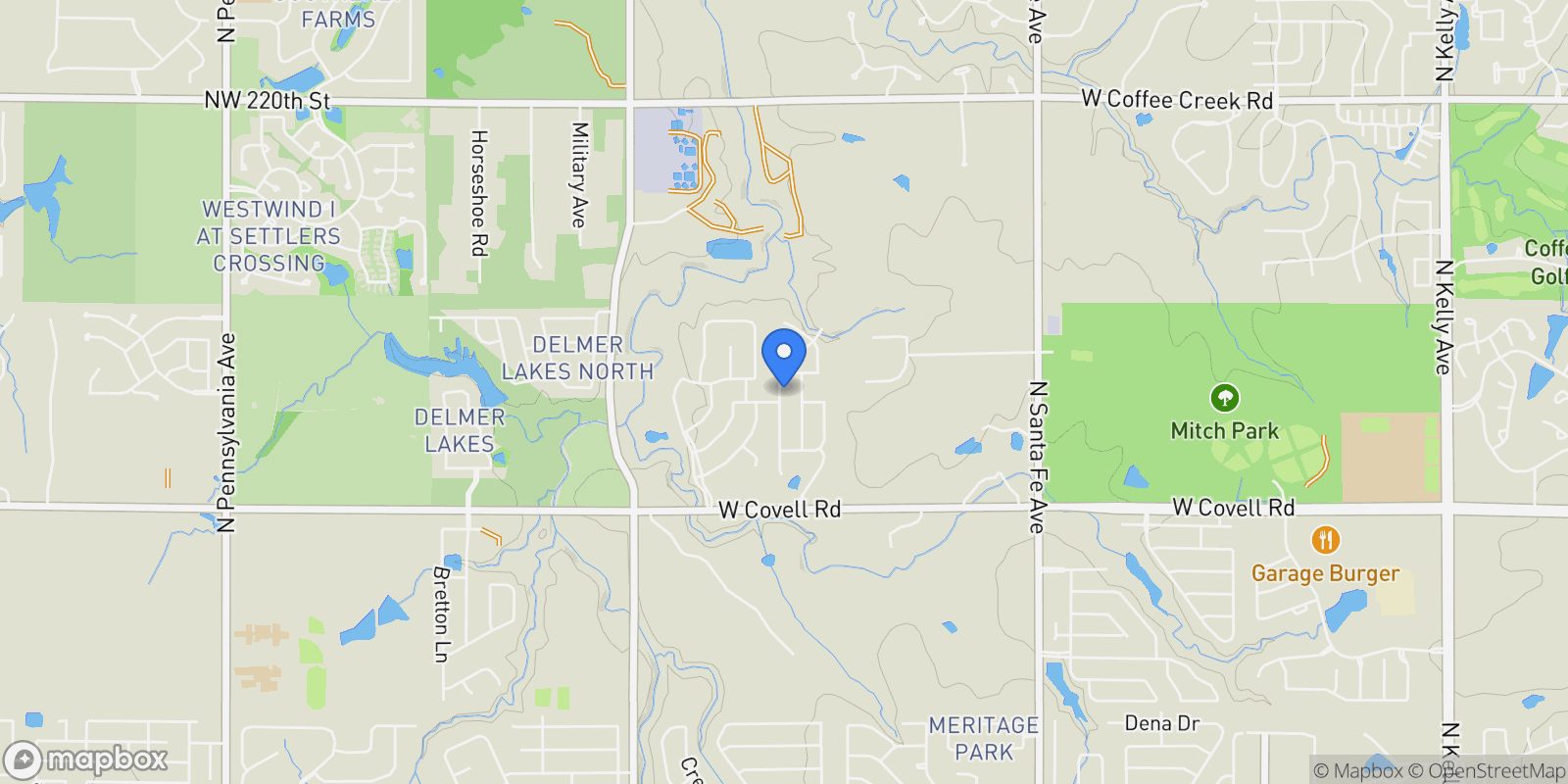 Map showing 3108 Gold Finch Drive, Edmond, OK 73012, Edmond, Oklahoma, United States.