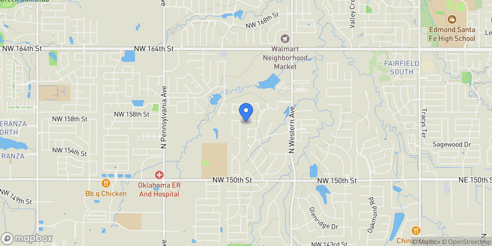 Map showing 1324 NW 157th Street, Edmond, OK 73013, Edmond, Oklahoma, United States.