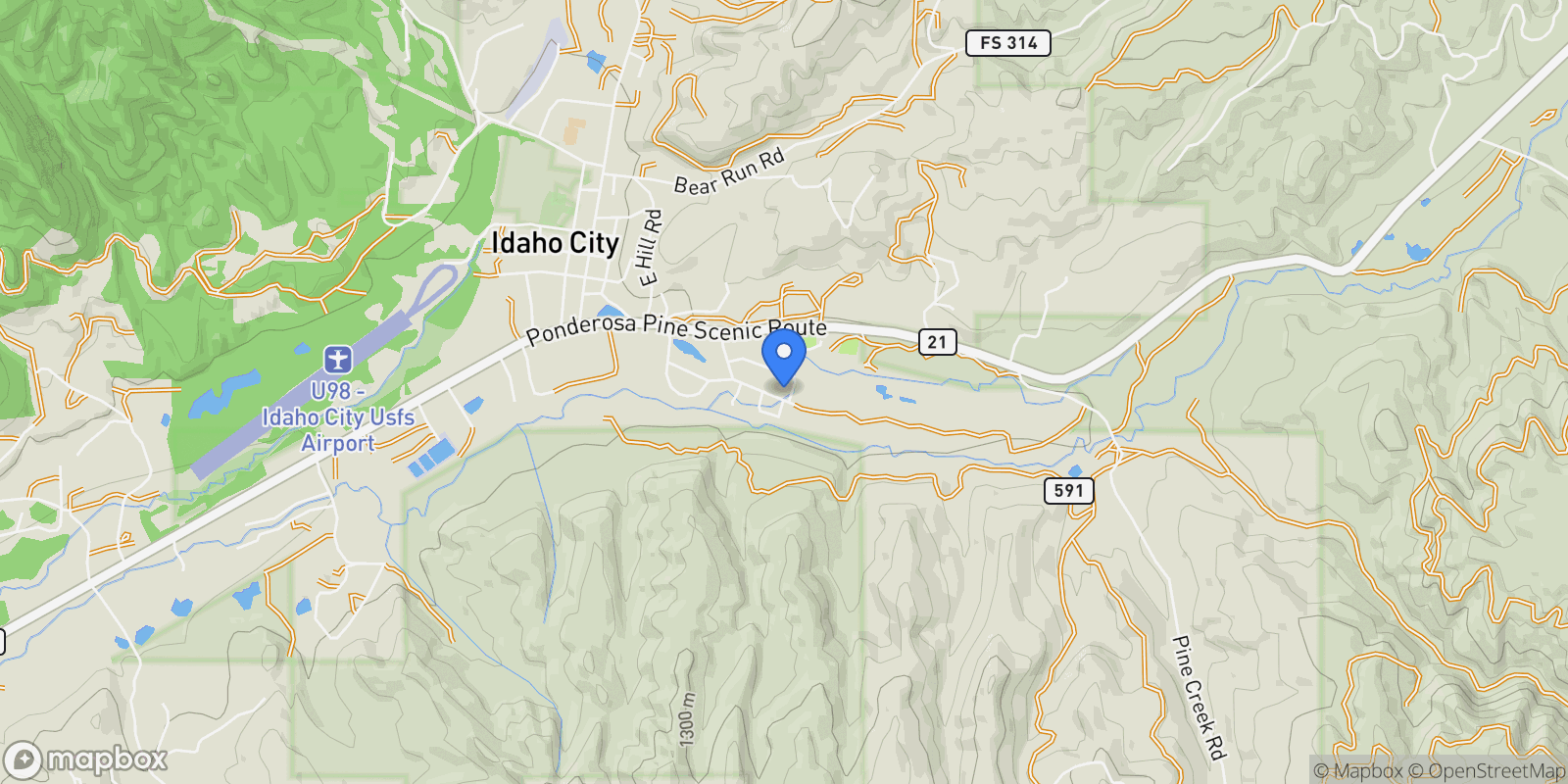 Map showing 232 Mores Creek Dr., Idaho City, ID 83631, Idaho City, Idaho, United States.