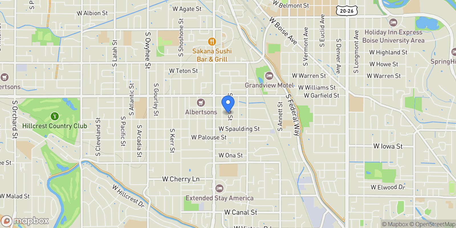 Map showing 1717 Helen St, Boise, ID 83705, Boise, Idaho, United States.