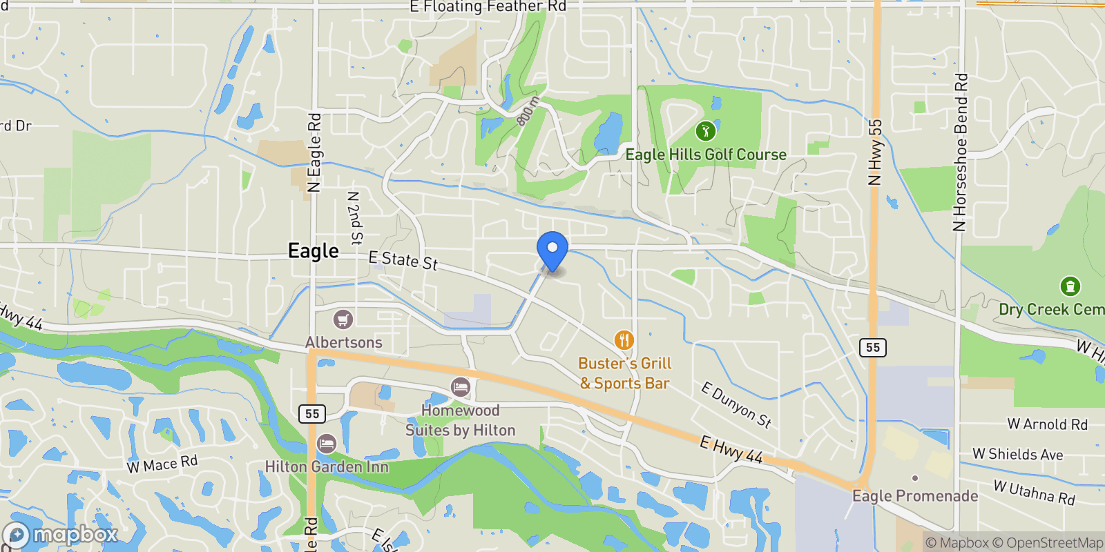 Map showing 1148 E Winding Creek Dr, Eagle, ID 83616, Eagle, Idaho, United States.