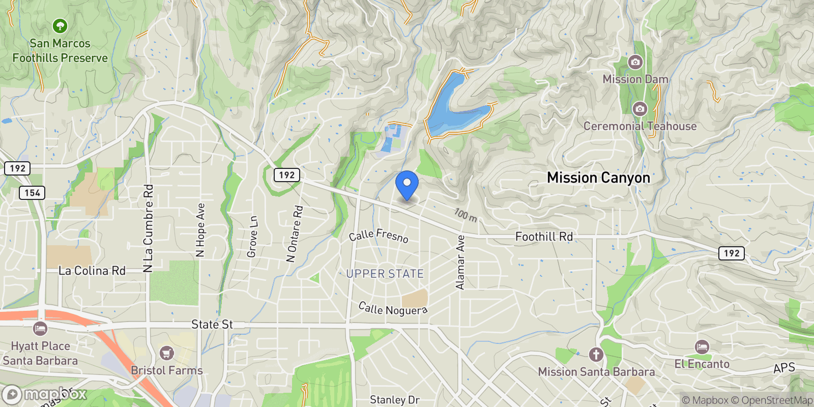 Map showing 3131 Lucinda Lane, Santa Barbara, California, United States.