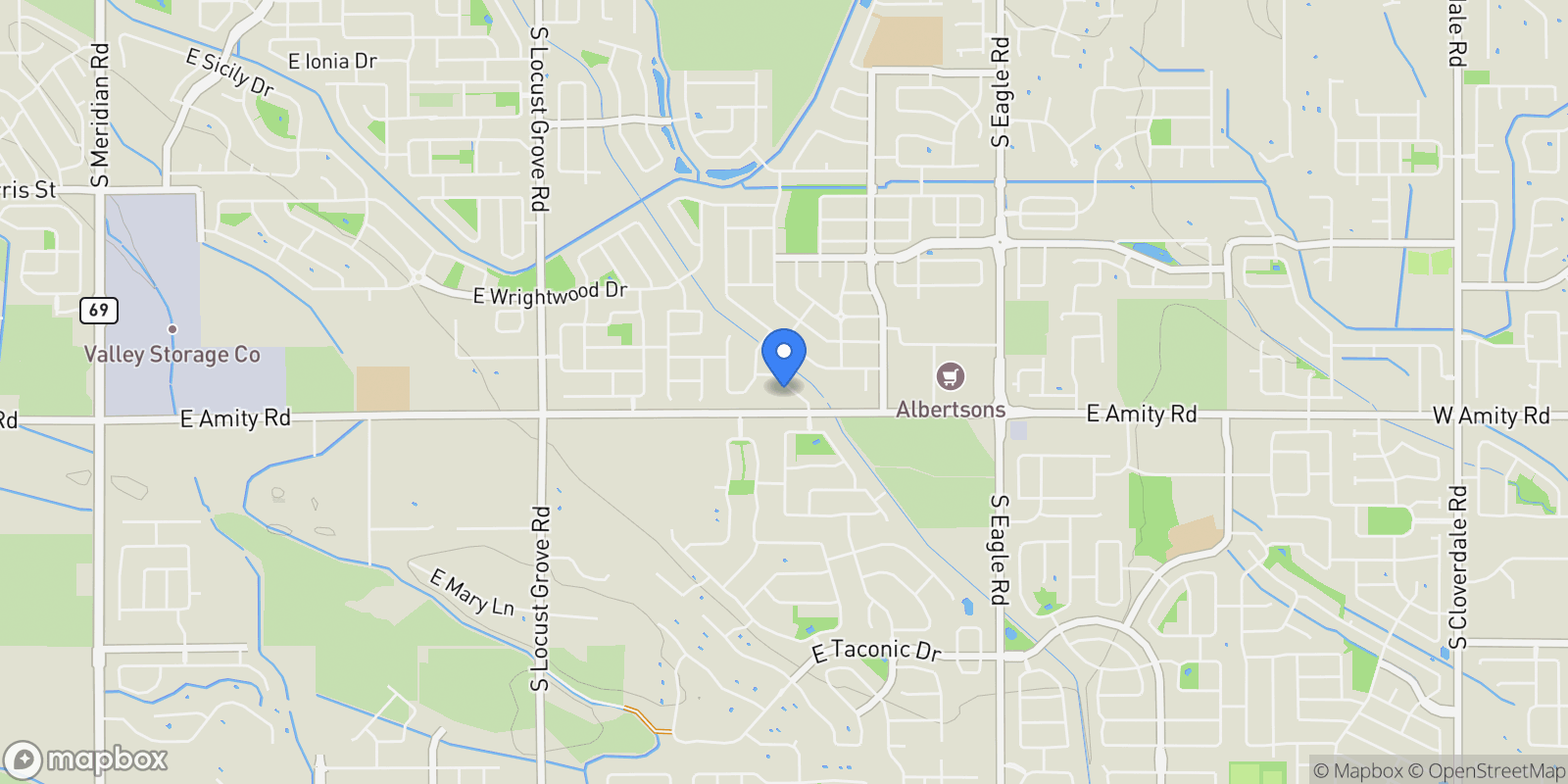 Map showing 4683 S Abbot Way, Meridian, ID 83642, Meridian, Idaho, United States.