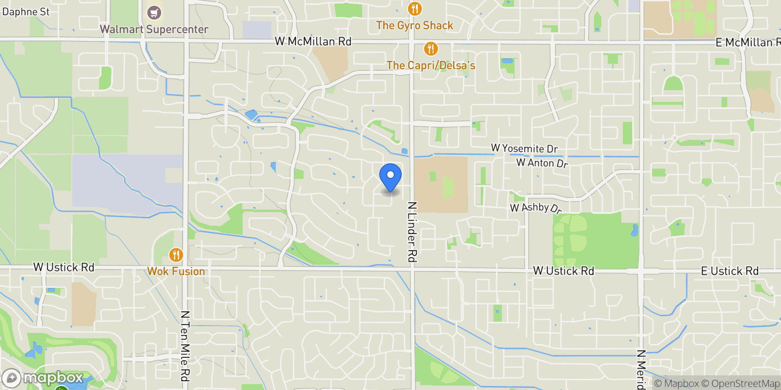 Map showing 6235 N Bernacchi Ln., Meridian, ID 83646, Meridian, Idaho, United States.