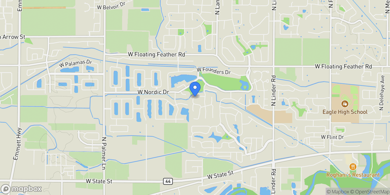 Map showing 5891 W Domford Lane, Eagle, ID 83616, Eagle, Idaho, United States.