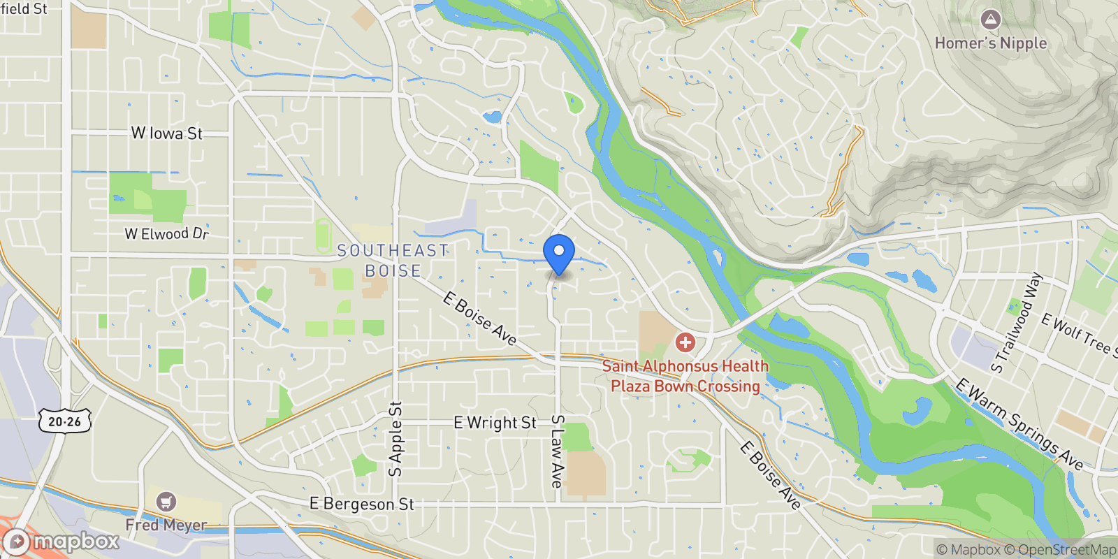 Map showing 1576 E Seaport Ct, Boise, ID 83706, Boise, Idaho, United States.