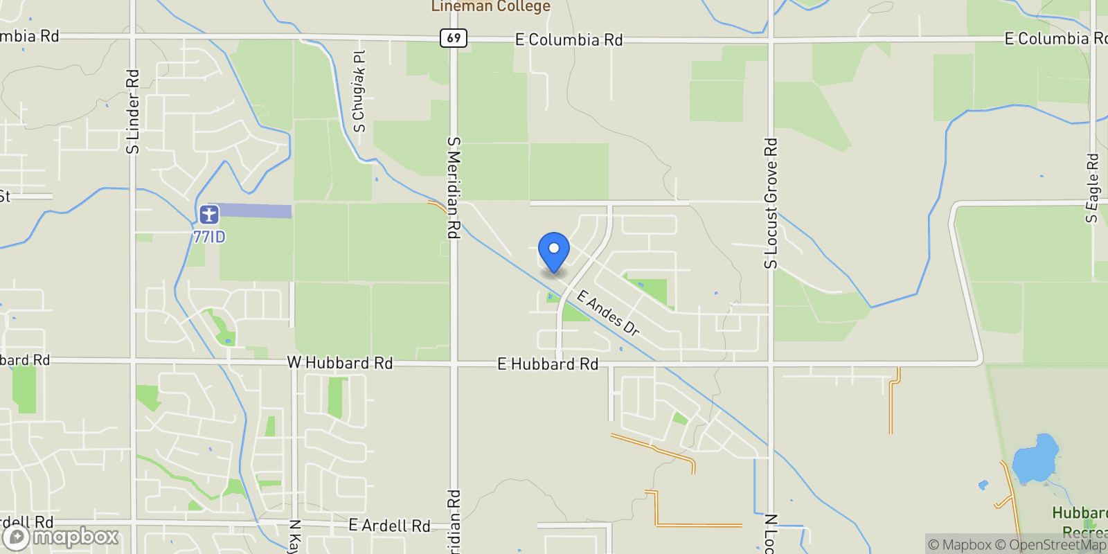 Map showing 1485 E Andes Dr, Kuna, ID 83634, Kuna, Idaho, United States.