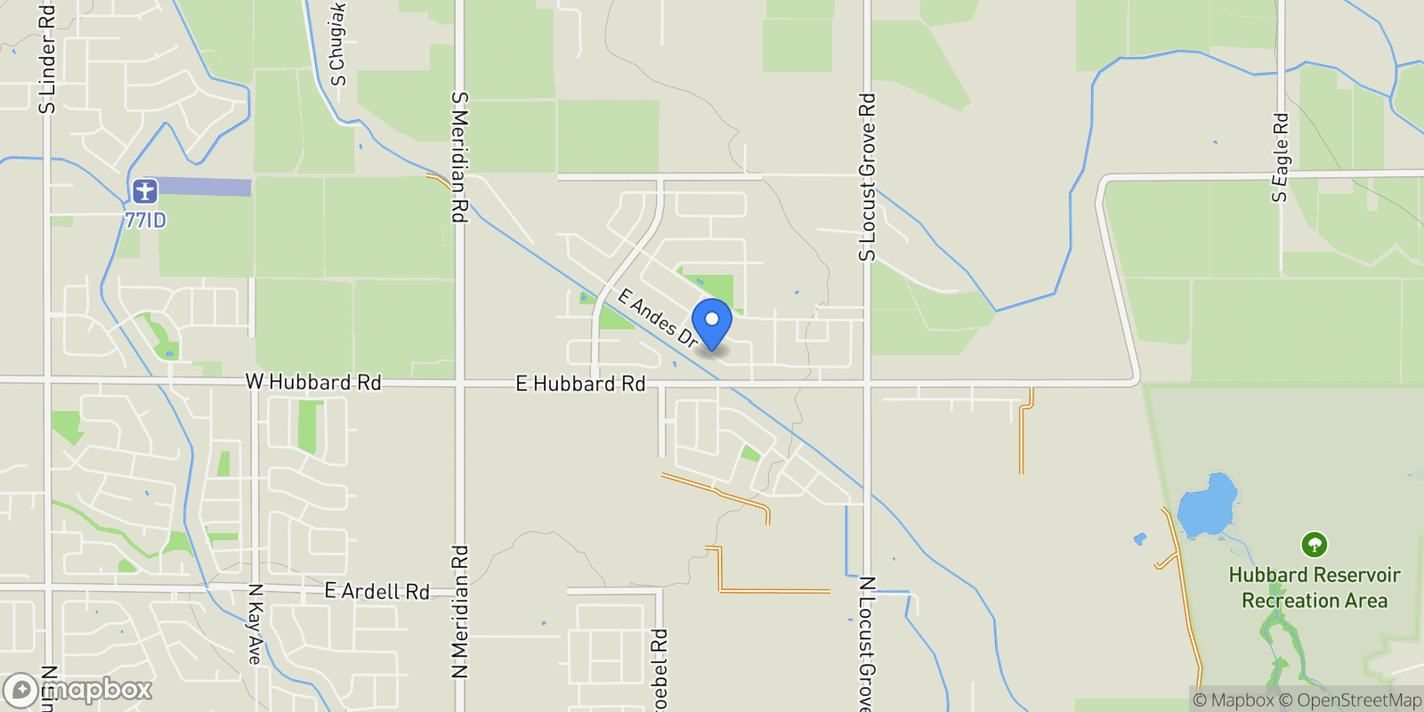 Map showing 1334 E Andes Dr, Kuna, ID 83634, Kuna, Idaho, United States.