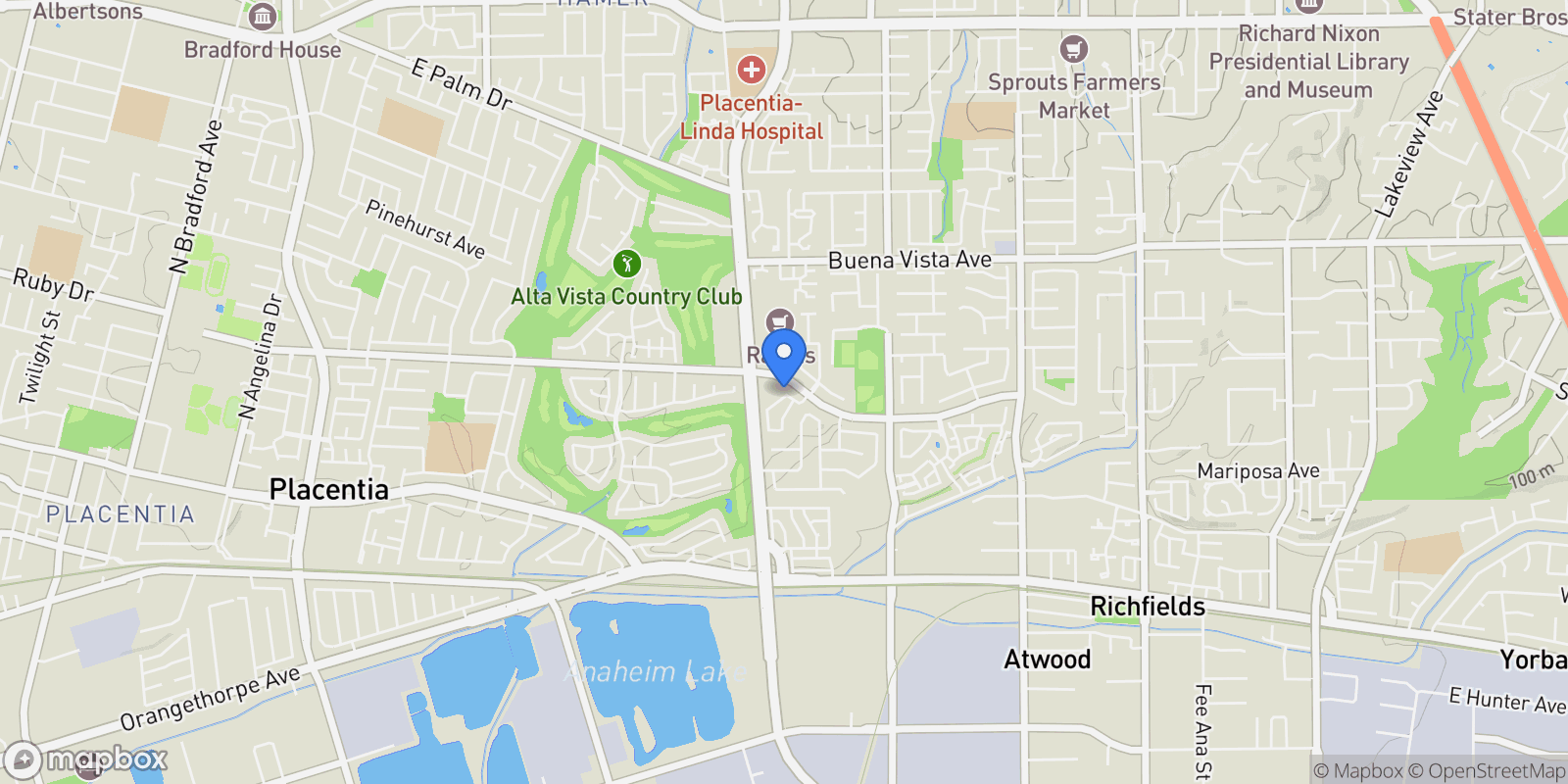 Map showing 1213 E Providence Loop, Placentia, CA 92870, Placentia, California, United States.