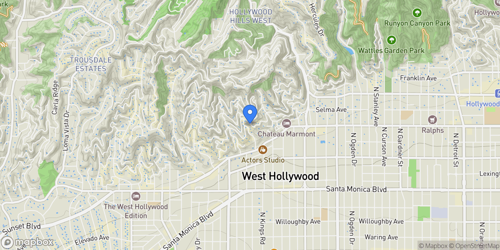 Map showing 8428 Hollywood Boulevard, Los Angeles, CA 90069, Los Angeles, California, United States.