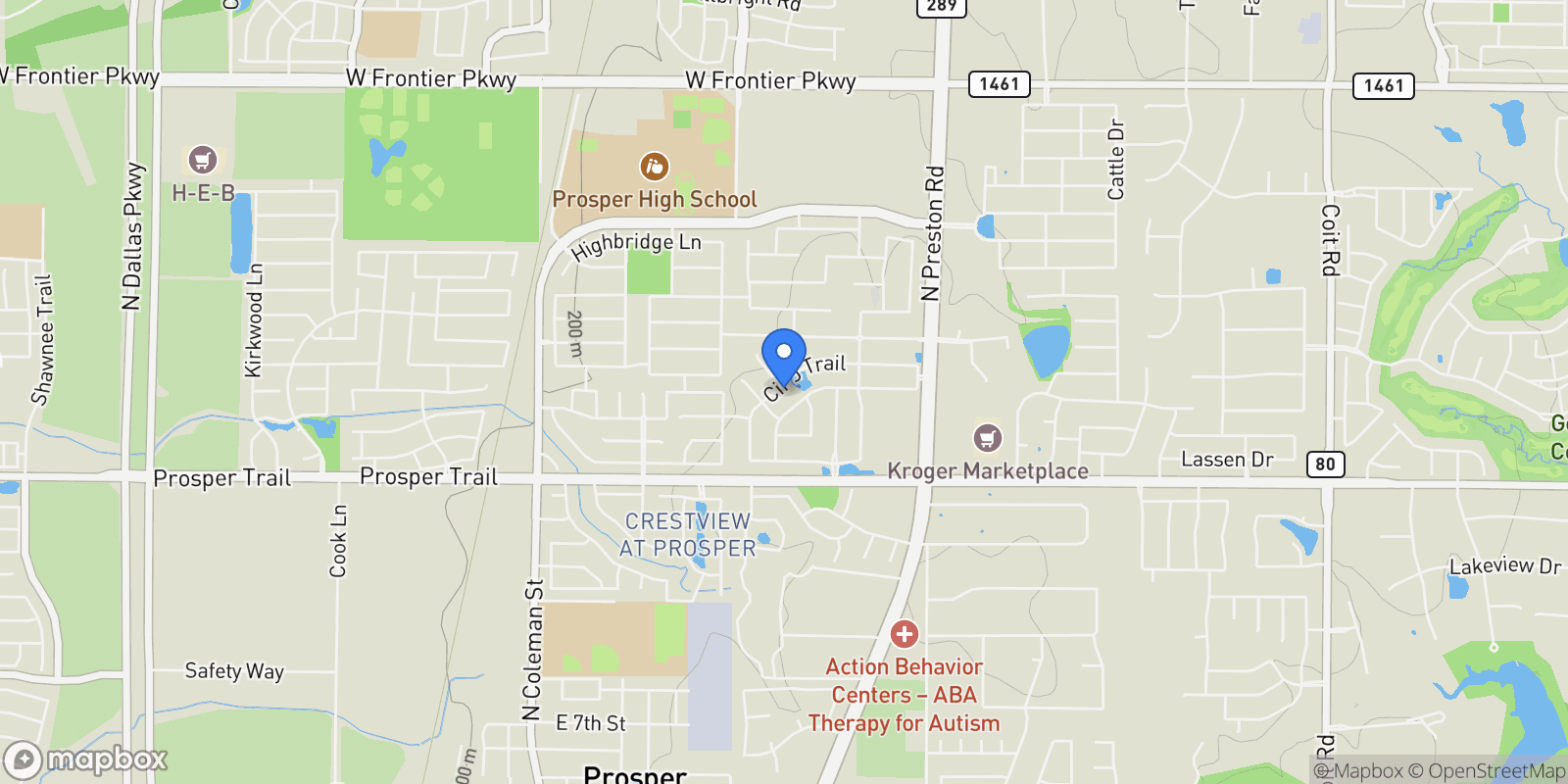 Map showing 1000 Circle J Trail, Prosper, TX, 75078, USA, Prosper, Texas, United States.