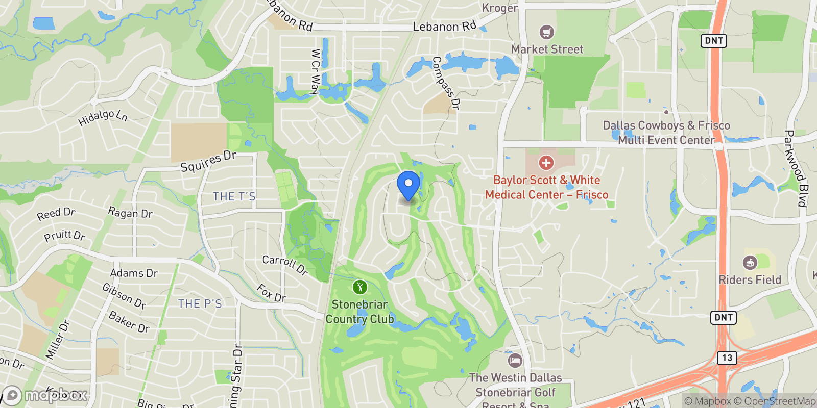 Map showing 6 Mission Hills Drive, Frisco, TX, 75034, USA, Frisco, Texas, United States.