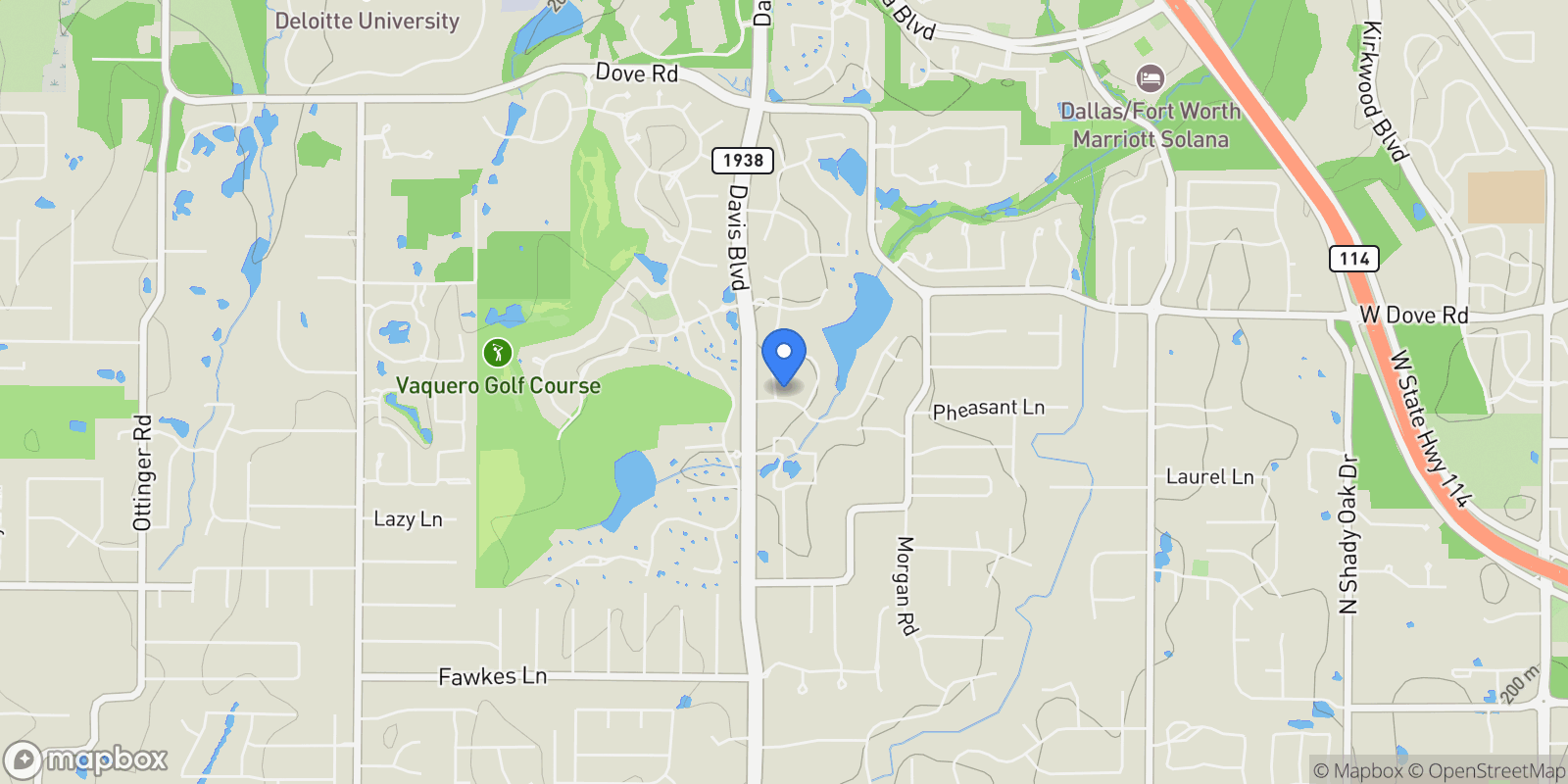 Map showing 1502 Bluffview Drive, Westlake, TX, 76262, USA, Keller, Texas, United States.