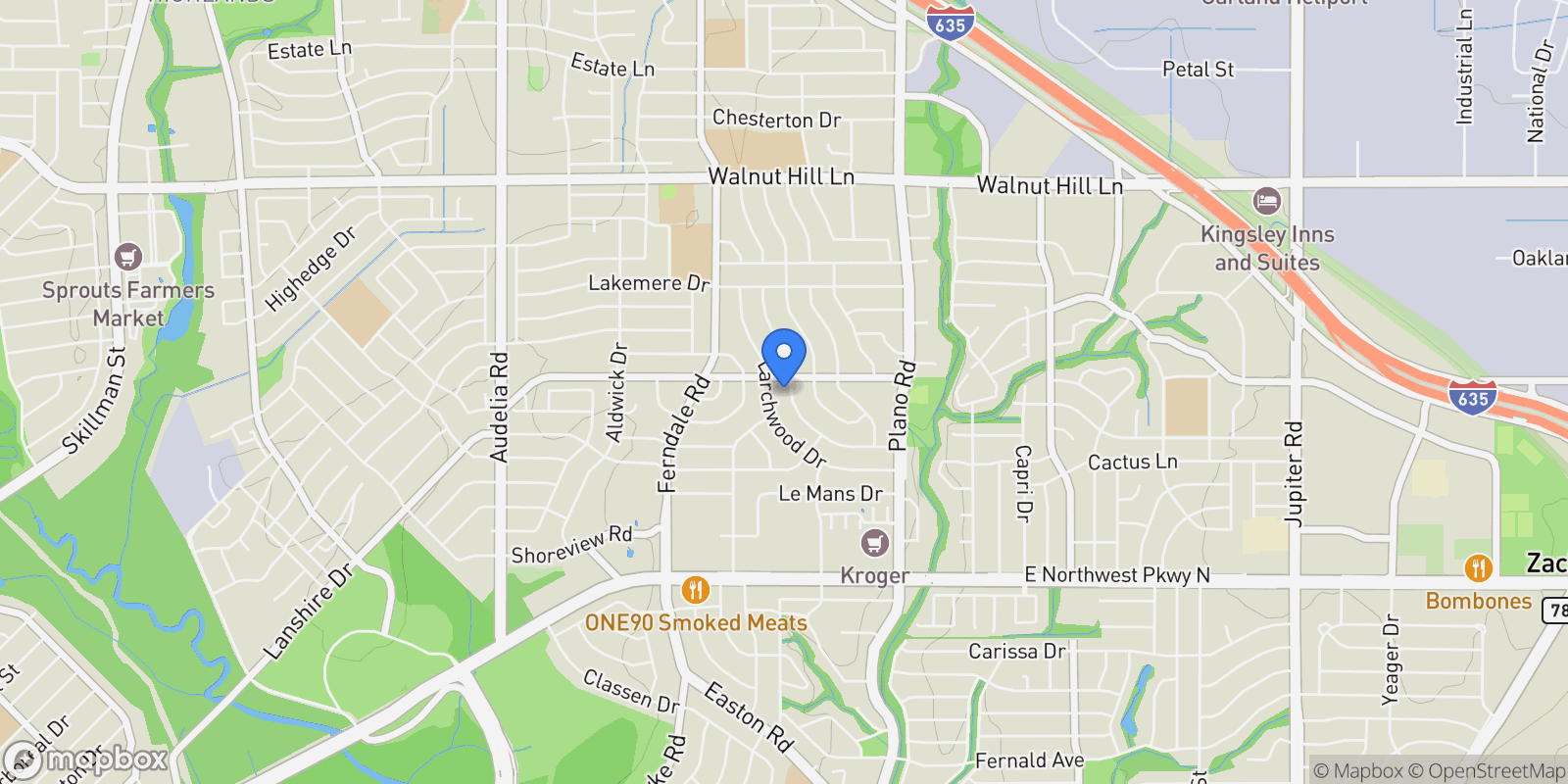 Map showing 9019 Liptonshire Drive, Dallas, TX, 75238, USA, Dallas, Texas, United States.