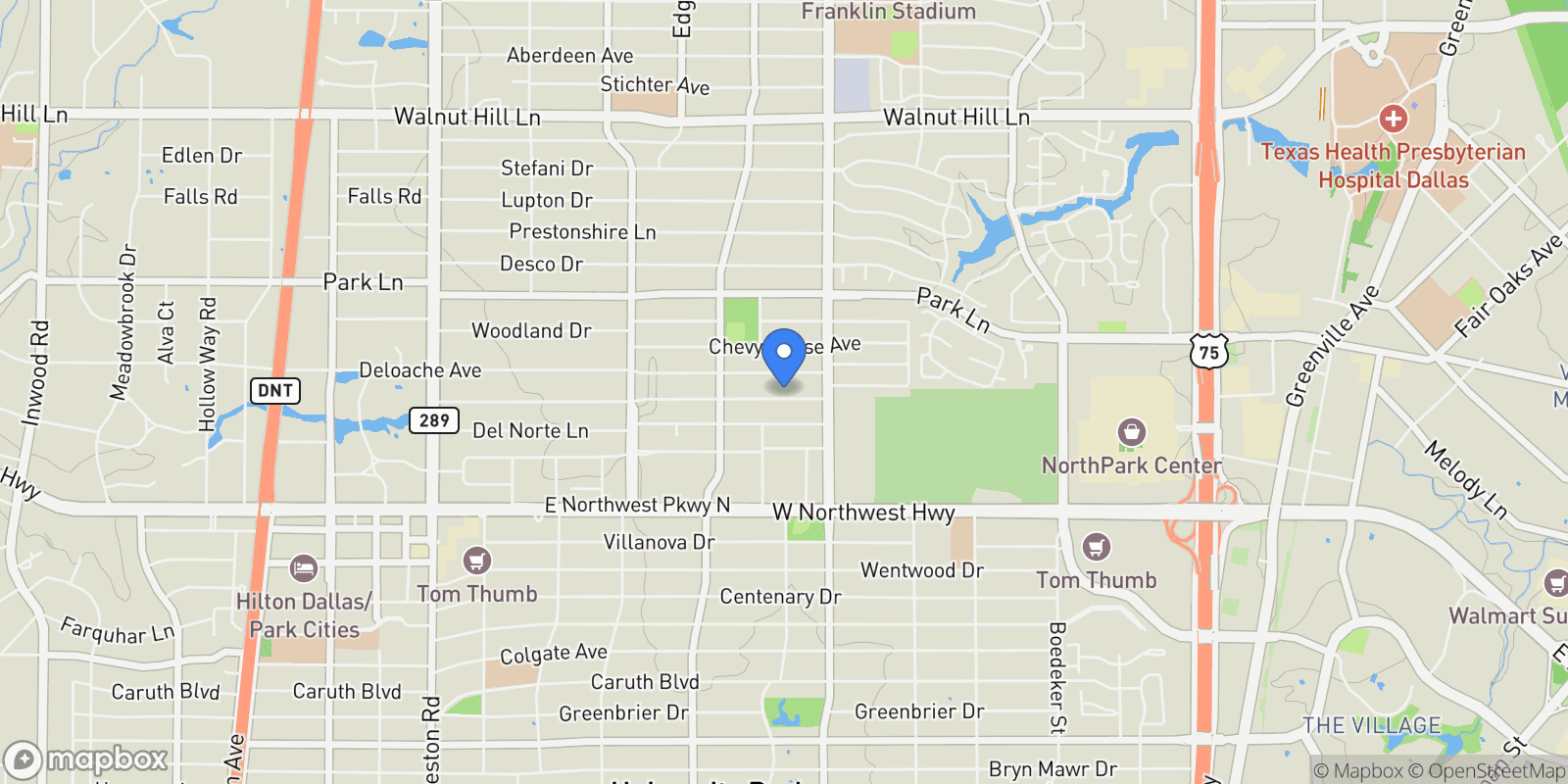 Map showing 6725 Northwood Road, Dallas, TX, 75225, USA, Dallas, Texas, United States.