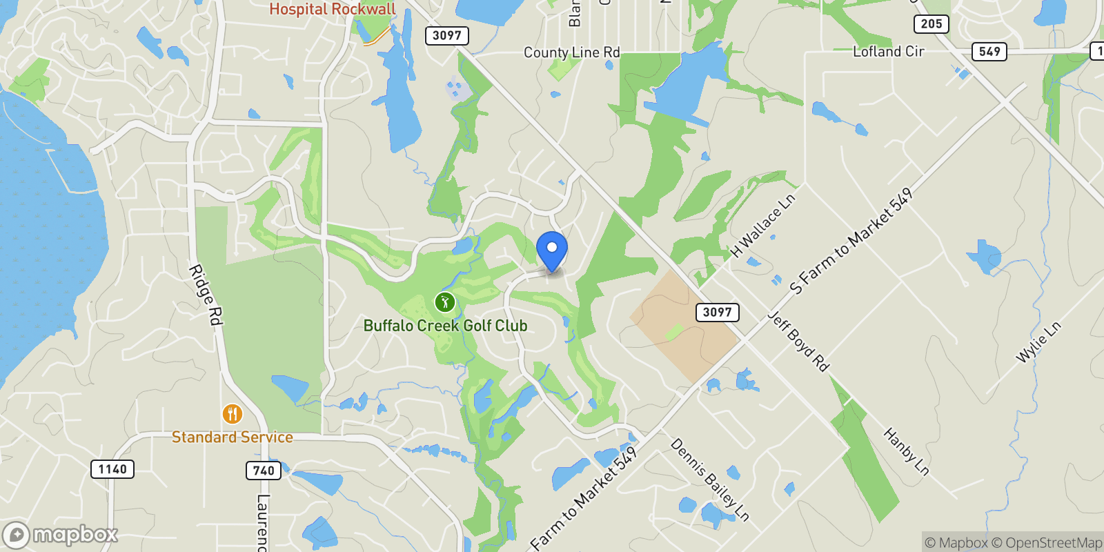 Map showing 2200 Kings Pass, Heath, TX, 75032, USA, Heath, Texas, United States.