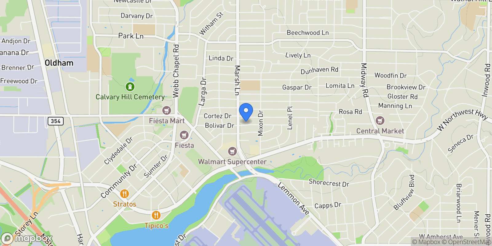 Map showing 3725 Bolivar Drive, Dallas, TX, 75220, USA, Dallas, Texas, United States.