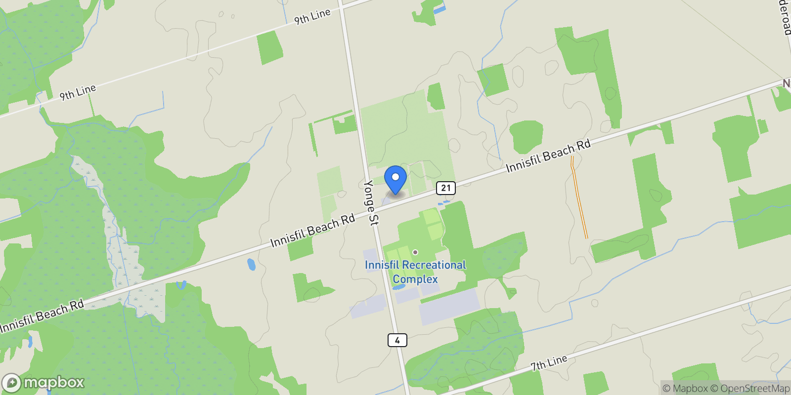 Map showing Innisfil, ON, CANADA, Innisfil, Ontario, Canada.