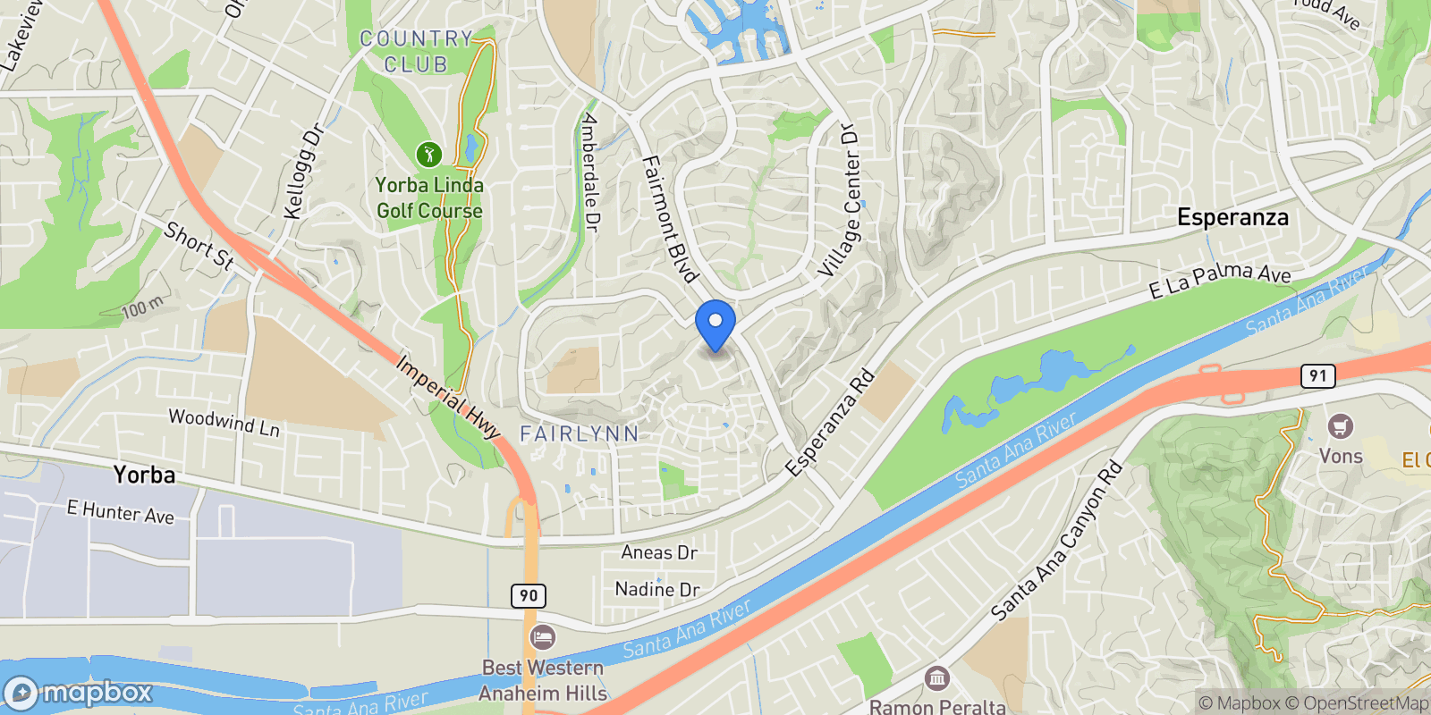 Map showing 6350 Tiburon Terrace, Yorba Linda, CA, 92886, USA, Yorba Linda, California, United States.