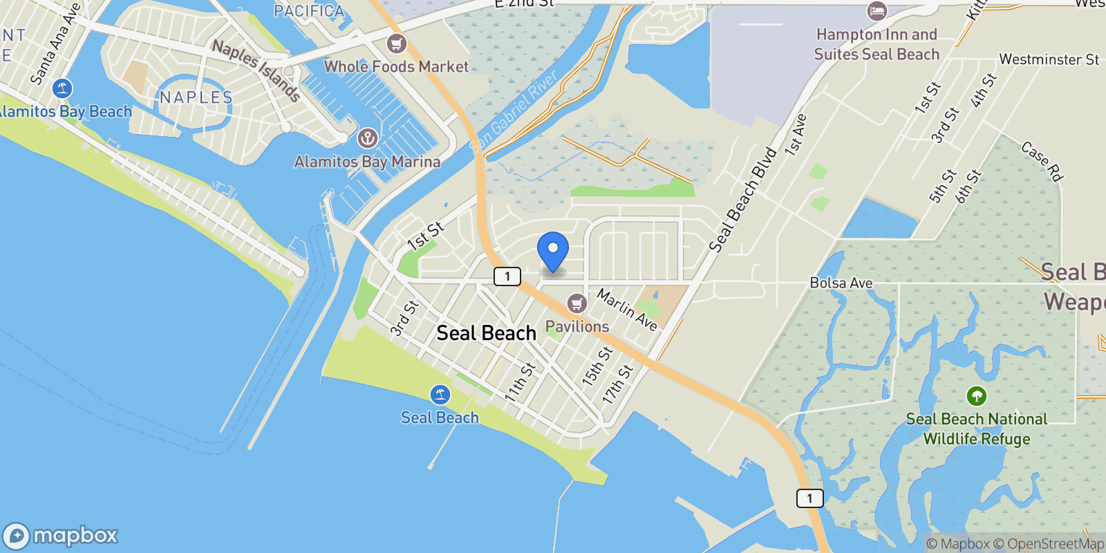 Map showing 930 Coastline, Seal Beach, CA, 90740, USA, Seal Beach, California, United States.